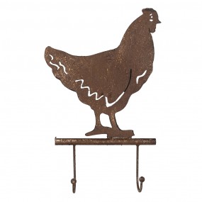 26Y5667 Portemanteau mural Poulet 21x5x33 cm Marron Métal