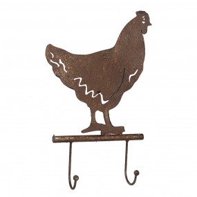 26Y5667 Portemanteau mural Poulet 21x5x33 cm Marron Métal