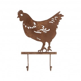 26Y5668 Wall Coat Rack Chicken 24x5x31 cm Brown Metal