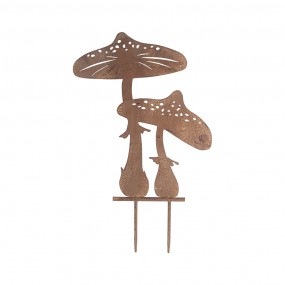 26Y5669 Garden Stake Mushroom 34x1x55 cm Brown Metal Garden Stick