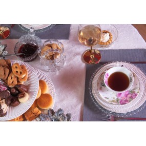 26CE1123 Cup and Saucer 200 ml White Pink Porcelain Flowers Tableware