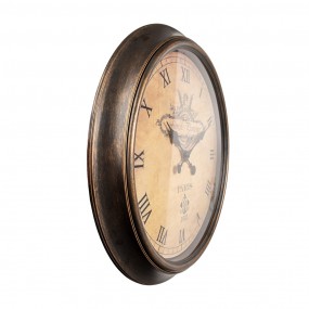 26KL0825 Wall Clock Ø 55x5 cm Brown Beige Plastic Glass Hanging Clock