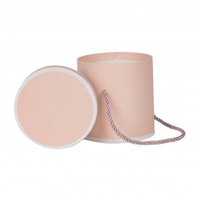 266009P Boîte cadeau Ø 12x12 cm Rose Carton Rond