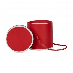 266009R Boîte cadeau Ø 12x12 cm Rouge Carton Rond