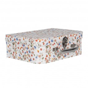 266012 Decorative Suitcase Set of 3 30x22x9/25x20x9/20x17x8 cm White Cardboard Flower Rectangle