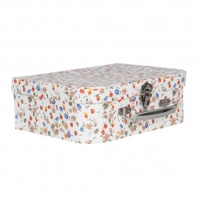 266012 Decorative Suitcase Set of 3 30x22x9/25x20x9/20x17x8 cm White Cardboard Flower Rectangle