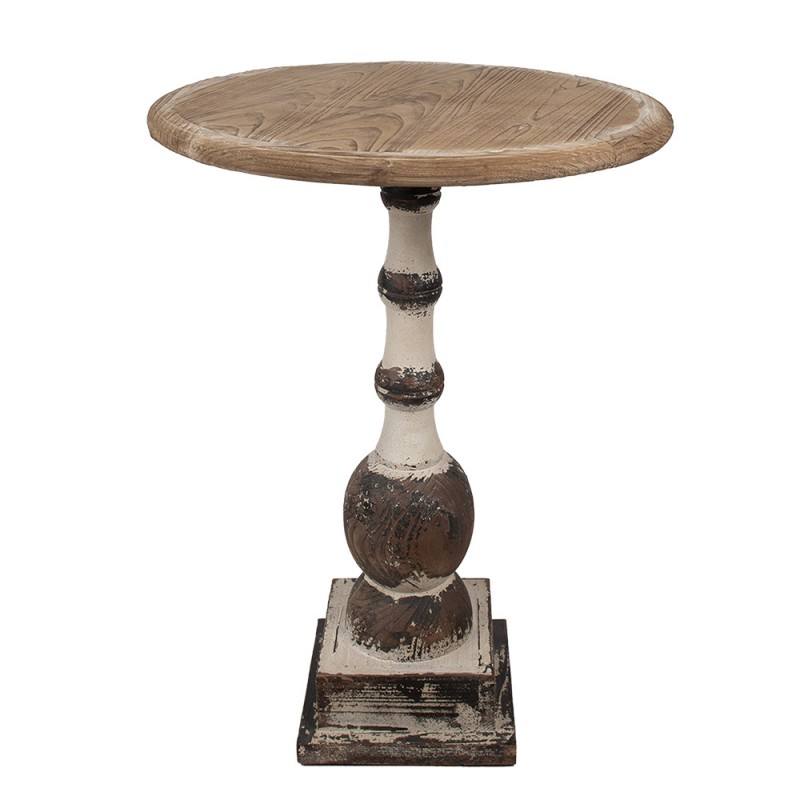 5H0688 Table d'appoint Ø 62x81 cm Marron Bois Rond