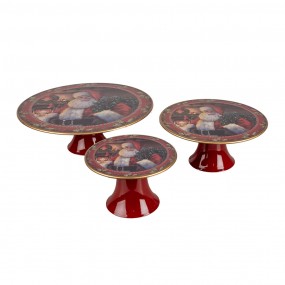 265754L Cake Stand Ø 29x10 cm Red Plastic Santa Claus Round