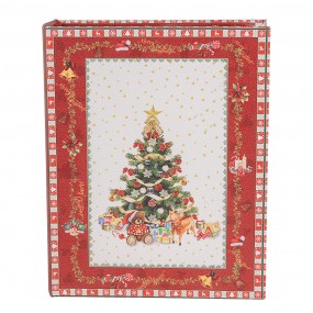 265755 Opbergdoos Set van 3 Boeken 27x22x7 / 22x17x6 / 17x12x4 cm Rood Houtproduct Kerstboom Rechthoek