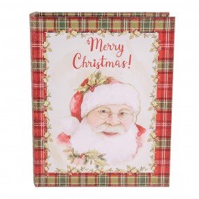 265756 Storage Box Set of 3 Books 27x22x7 / 22x17x6 / 17x12x4 cm Red White Wood product Santa Claus Rectangle