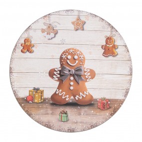 265757 Charger Plate Ø 33 cm Beige Brown Plastic Gingerbread man Round