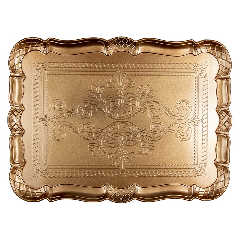 65759 Tray 40x30 cm Gold colored Plastic Rectangle