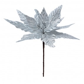 265831 Artificial Plant Poinsettia Ø 26x27 cm Silver colored Plastic Christmas Tree Decorations