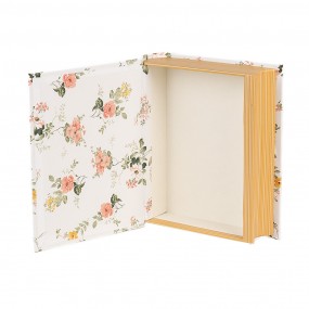 266013W Boîte de rangement Livres 17x14x5 cm Blanc Carton Fleurs Rectangle