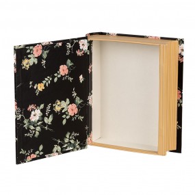 266013Z Storage Box Books 17x14x5 cm Black Cardboard Flowers Rectangle