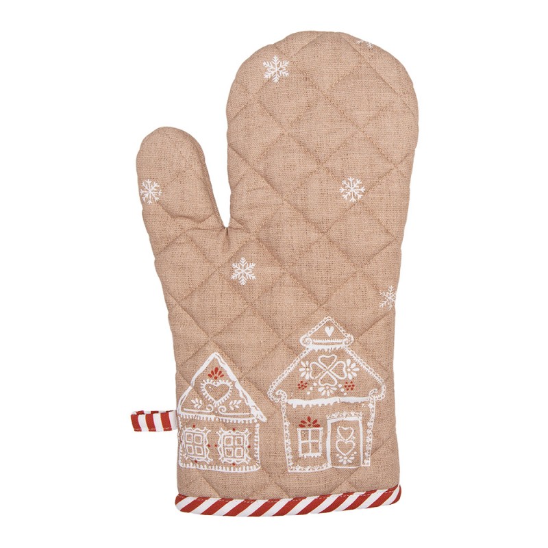 GBB44 Oven Mitt 18x30 cm Brown Cotton Gingerbread house