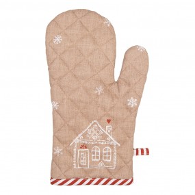 2GBB44 Oven Mitt 18x30 cm Brown Cotton Gingerbread house