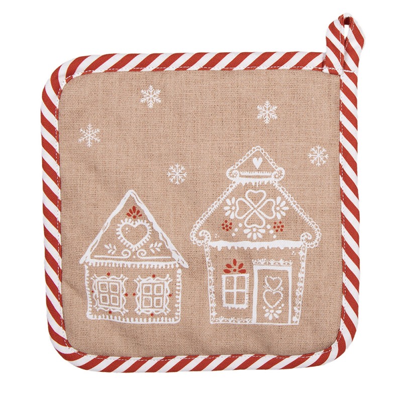 GBB45 Pot Holder 20x20 cm Brown Cotton Gingerbread house