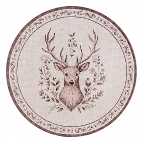 2GTW85 Charger Plate Ø 33 cm Beige Brown Plastic Deer Round