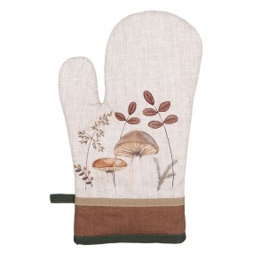 2LFJ44 Oven Mitt 18x30 cm Beige Cotton Mushrooms