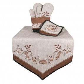 2LFJ44 Manique de four 18x30 cm Beige Coton Champignons