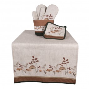 2LFJ44 Manique de four 18x30 cm Beige Coton Champignons