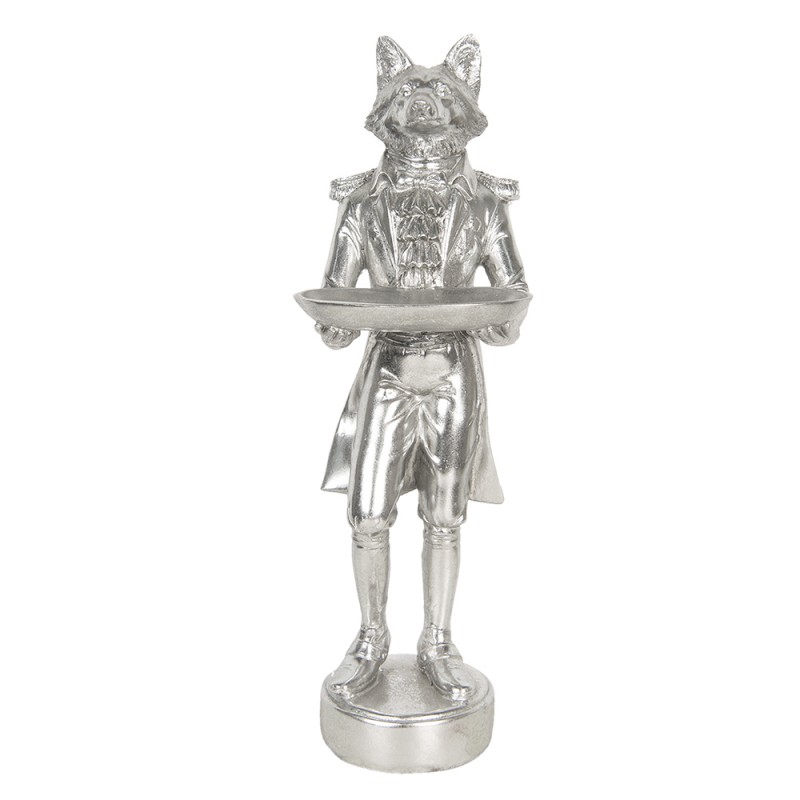 6PR3074ZI Figurine Fox 19x14x44 cm Silver colored Polyresin Fox Home Accessories