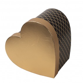 265459 Storage Box Set of 3 27x24x15 / 24x21x14 / 21x19x12 cm Black Gold colored Cardboard Heart-Shaped