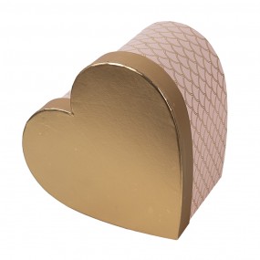 265460 Scatola di archiviazione set di 3 27x24x15 / 24x21x14 / 21x19x12 cm Rosa Color oro Cartone A forma di cuore