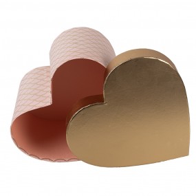 265460 Storage Box Set of 3 27x24x15 / 24x21x14 / 21x19x12 cm Pink Gold colored Cardboard Heart-Shaped