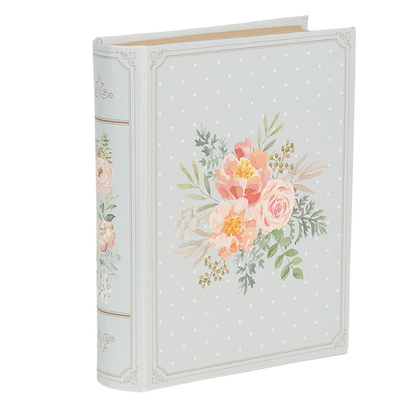 66019 Opbergdoos Boeken 17x14x5 cm Blauw Roze Karton Bloemen Rechthoek