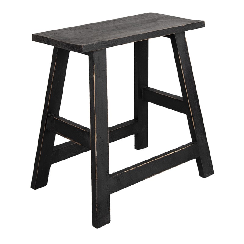 6H2057 Plant Table 42x29x43 cm Black Wood Rectangle Plant Stand