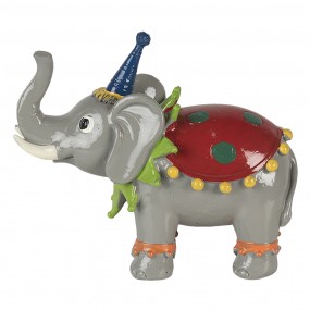 26PR4732 Figurine Elephant 13x6x11 cm Red Grey Polyresin Home Accessories