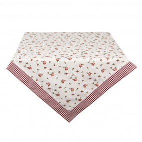 2ROR01 Nappe 100x100 cm Rouge Blanc Coton Roses Carré Nappes de table