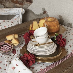 2ROR42C-1 Asciugamani da cucina 50x70 cm Rosso Bianco  Cotone Rose Rettangolo Strofinacci