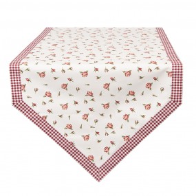 2ROR65 Chemin de table 50x160 cm Rouge Blanc Coton Roses Nappe