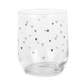 2BHSGL0005 Water Glass 300 ml Transparent Glass Hearts Drinking Cup