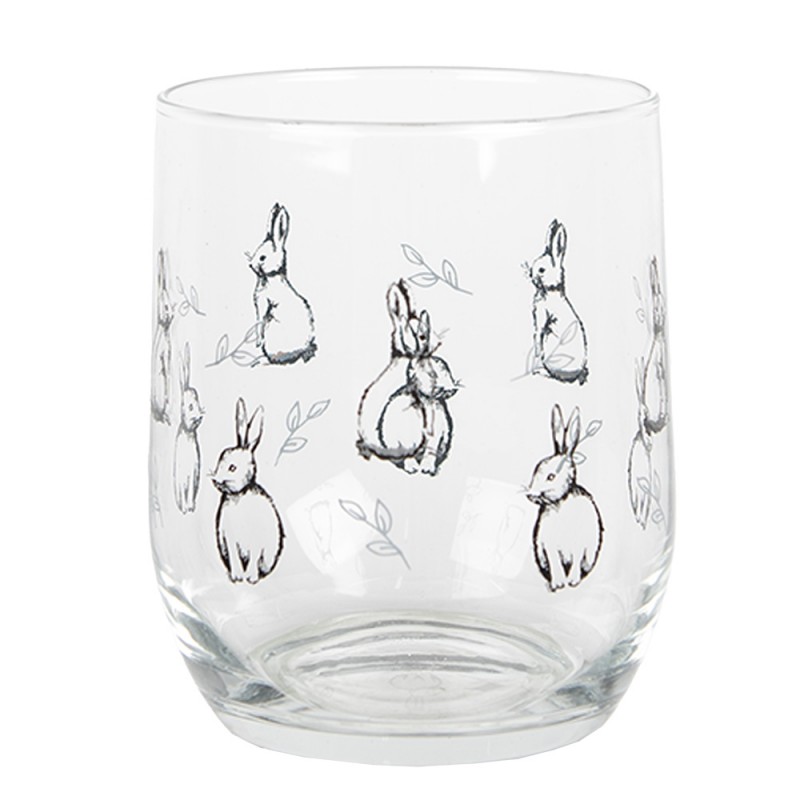 BNSGL0002 Water Glass 300 ml Transparent Glass Rabbits Drinking Cup