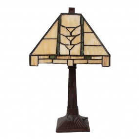 25LL-5450 Lampada da tavolo Tiffany 23x23x38 cm Beige Vetro Lampada da scrivania