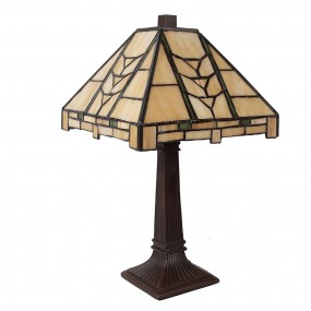 25LL-5450 Lampada da tavolo Tiffany 23x23x38 cm Beige Vetro Lampada da scrivania