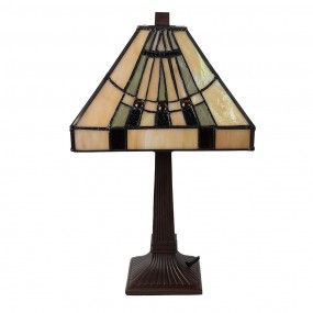 25LL-5451 Lampe de table Tiffany 23x23x38 cm Beige Verre Lampe de bureau