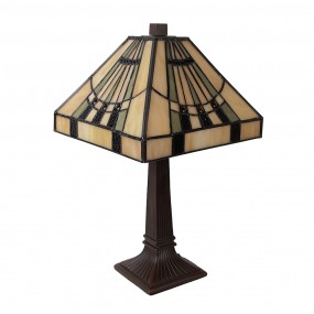 25LL-5451 Lampe de table Tiffany 23x23x38 cm Beige Verre Lampe de bureau