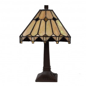 25LL-5452 Lampe de table Tiffany 23x23x38 cm Beige Verre Lampe de bureau