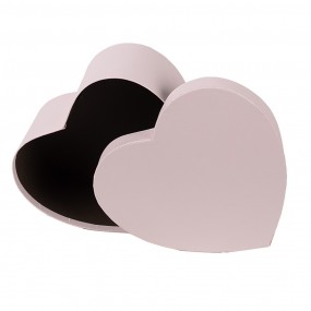 266025 Storage Box Set of 3 28x26x14/24x23x12/21x20x10  cm Pink Cardboard Heart-Shaped