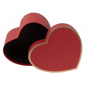 266026 Storage Box Set of 3 28x26x14/24x23x12/21x20x10 cm Red Cardboard Heart-Shaped