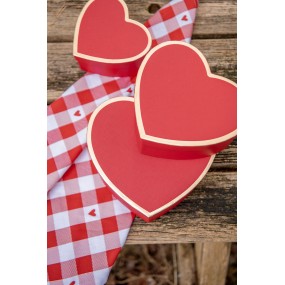 266026 Storage Box Set of 3 28x26x14/24x23x12/21x20x10 cm Red Cardboard Heart-Shaped