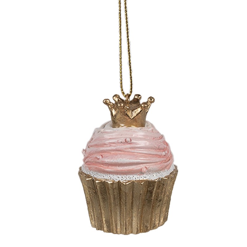 6PR4206 Ornamento Natalizio Cupcake Ø 4x6 cm Rosa Plastica Decorazioni Albero Natale