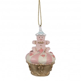 26PR4207 Weihnachtsanhänger Cupcake Ø 5x8 cm Rosa Kunststoff Weihnachtsbaumschmuck