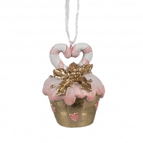 26PR4210 Ornement de Noël Cupcake Ø 5x6 cm Rose Plastique Décorations d'arbre de Noël