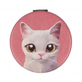 2JZSP0016 Handheld Mirror Ø 7 cm Pink Plastic Glass Cat Round